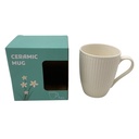 Taza de loza 300ml, texturada, en caja