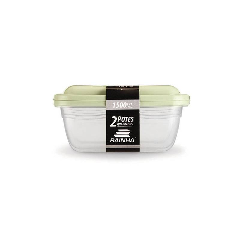Vianda recipiente de plástico cuadrada 1.5L, x2, varios colores