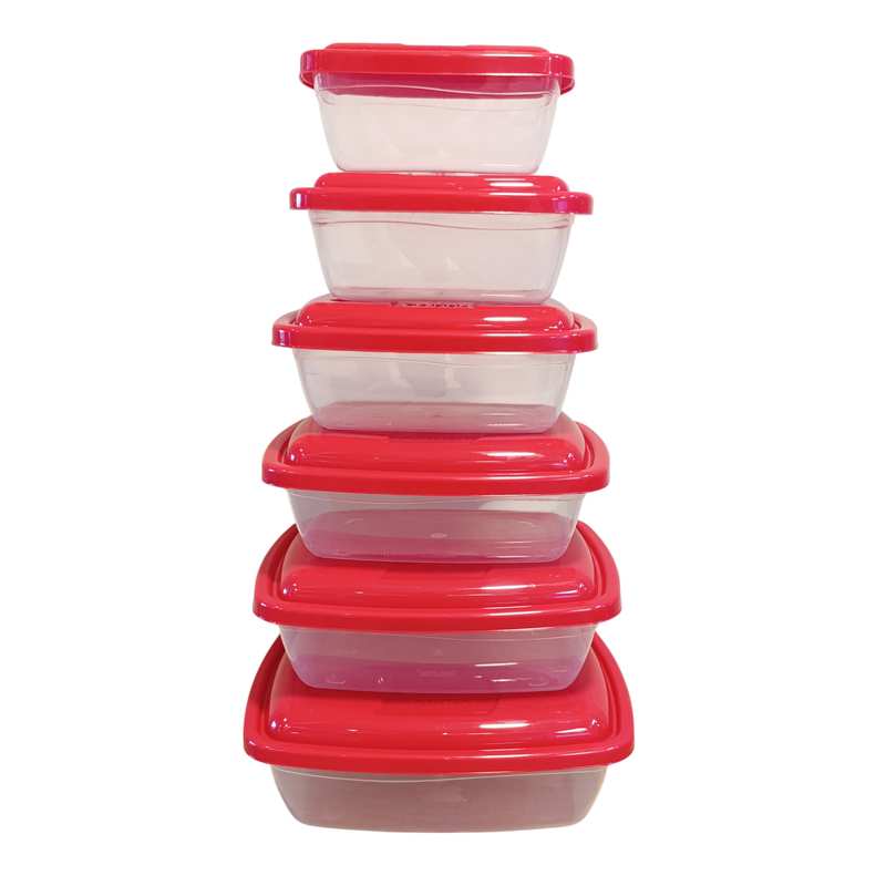 [HA5013] Vianda recipiente de plástico x6 distintos tamaños colores surtidos