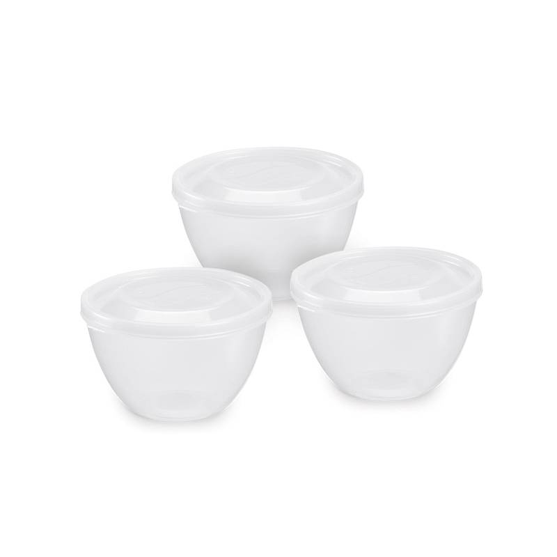 Vianda recipiente de plástico transparente, 350ml, x3