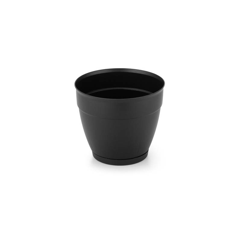 [HA5025] Maceta de plástico con plato anti dengue 1,5L, NEGRO