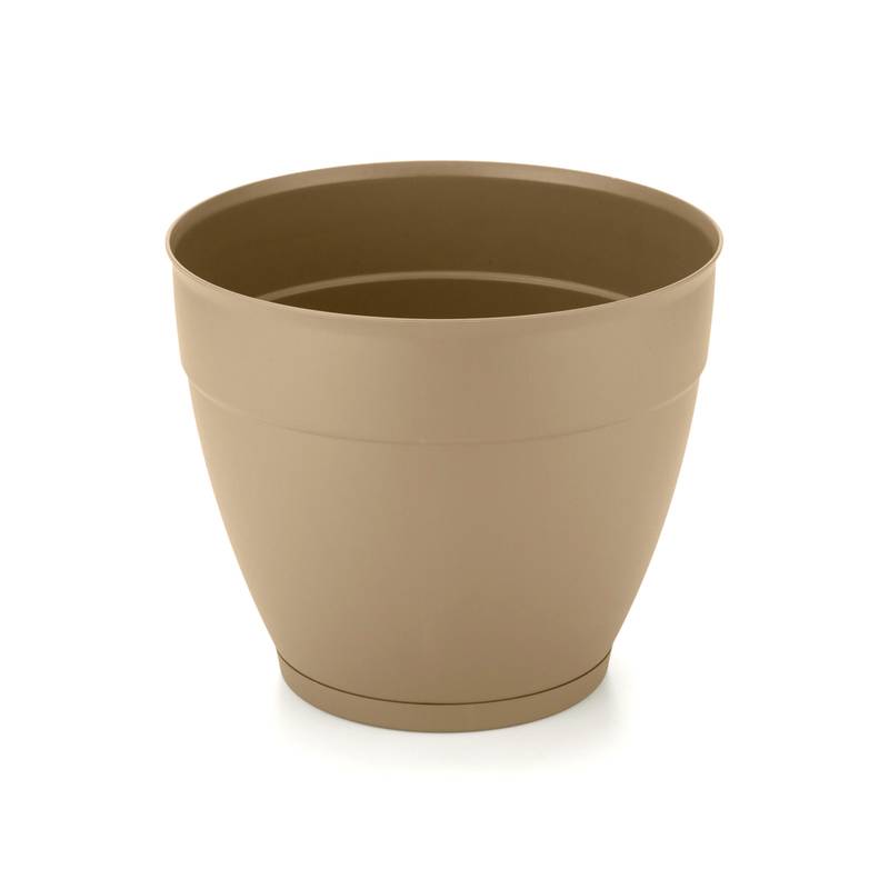 [HA5032] Maceta de plástico con plato anti dengue 7,3L, MARRÓN