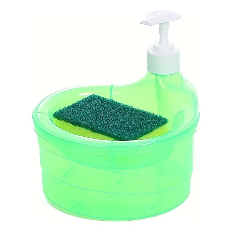 Dispensador de jabón de plástico, con esponja, en red