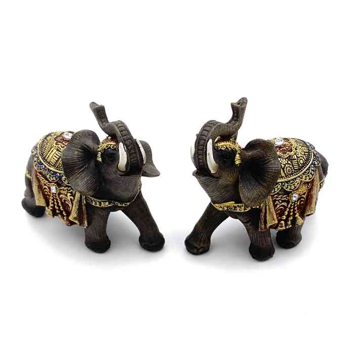 Adorno de resina elefante, gris, en caja