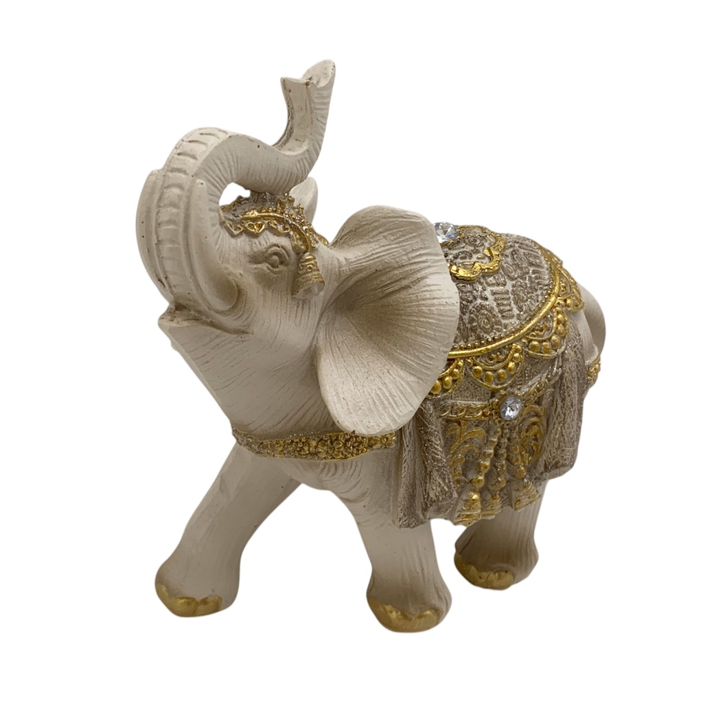 Adorno de resina elefante, blanco, en caja