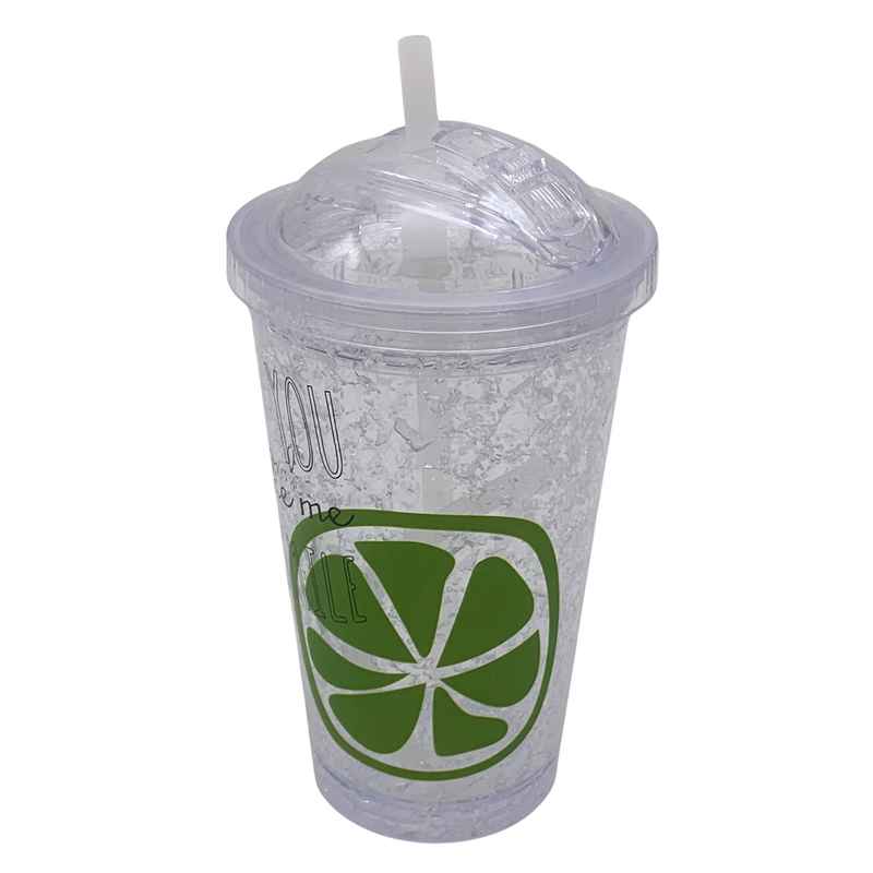 Vaso con sorbito, de acrílico 450ml, tapa rosca, varios diseños