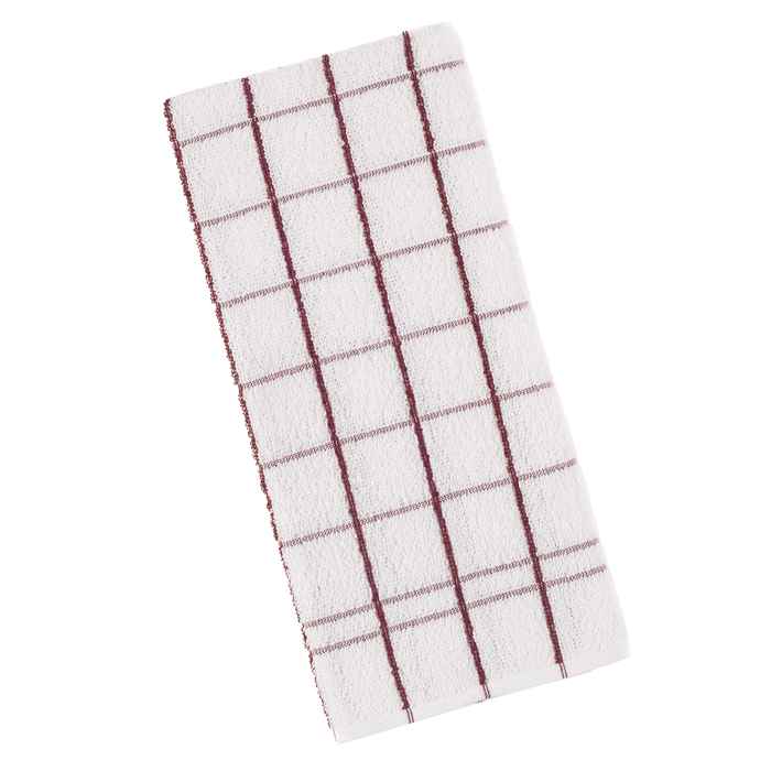 [HA5170B] Repasador 100% algodón, 45x70cm, 320g, diseño cuadrillé, blanco con bordó, Berlina by Teka