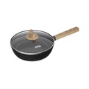 Sartén wok antiadherente 24cm con tapa de vidrio, compatible con todo tipo de hornalla, en caja, WINNING STAR