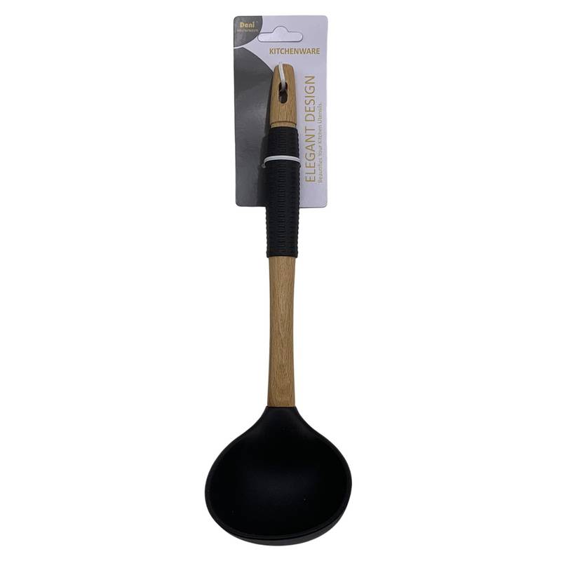 [HA5235] Cucharón de silicona, mango combinado madera y silicona, en cartón