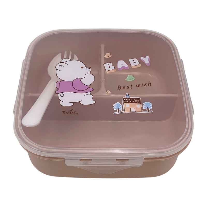 Vianda infantil de plástico con divisiones con cuchara, varios colores