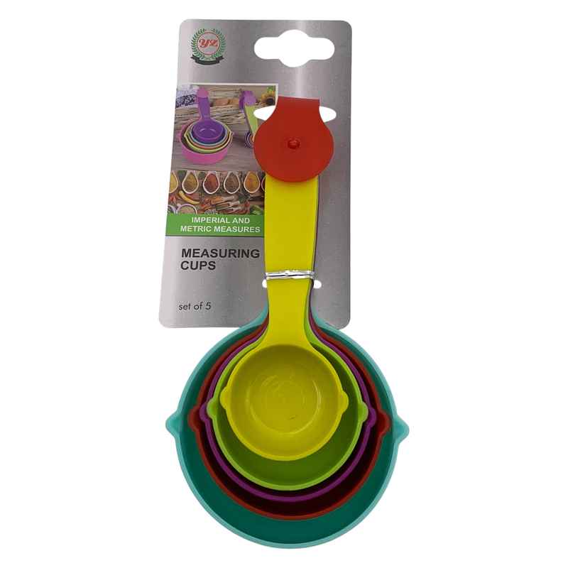 Tazas medidoras de plástico x5, en cartón