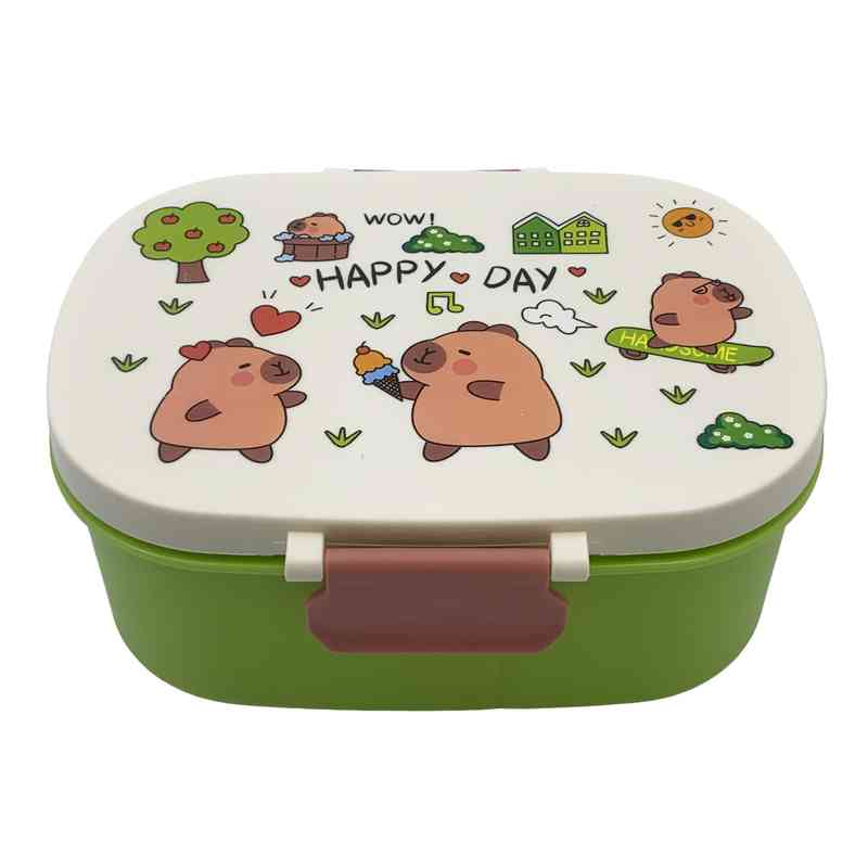 [HA5343] Vianda infantil de plástico con cuchara, varios diseños de carpincho