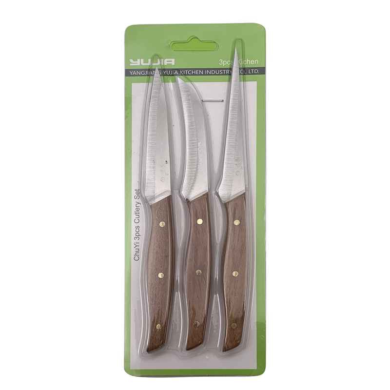 [HA5345] Cubiertos cuchillos x3, para tallado de frutas y verduras, acero inoxidable, en blister