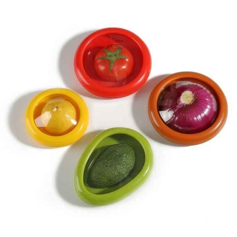 [HA5368] Protector de alimentos de silicona, borde de plástico x4, varios modelos