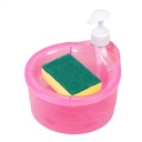 Dispensador de jabón de plástico, con esponja, en red, varios colores