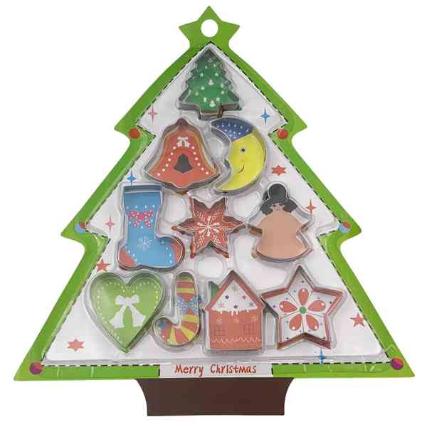 [HA5452] Cortante de metal para galletitas x10, diseño de navidad, en blister