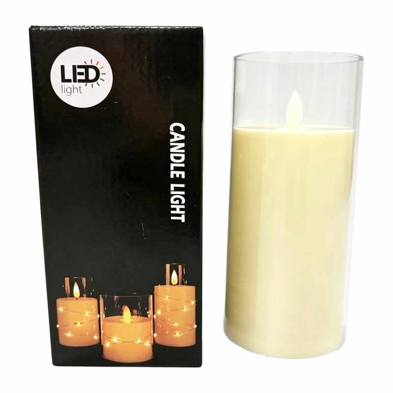 Vela LED en vaso, 3AAA, 10cm en caja