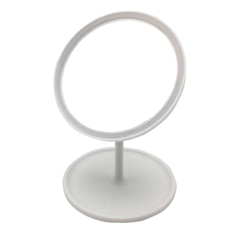 [HC1241] Espejo móvil con pie 18cm, aro con luz, 28 led, recargable con cable USB, 3 colores, en caja