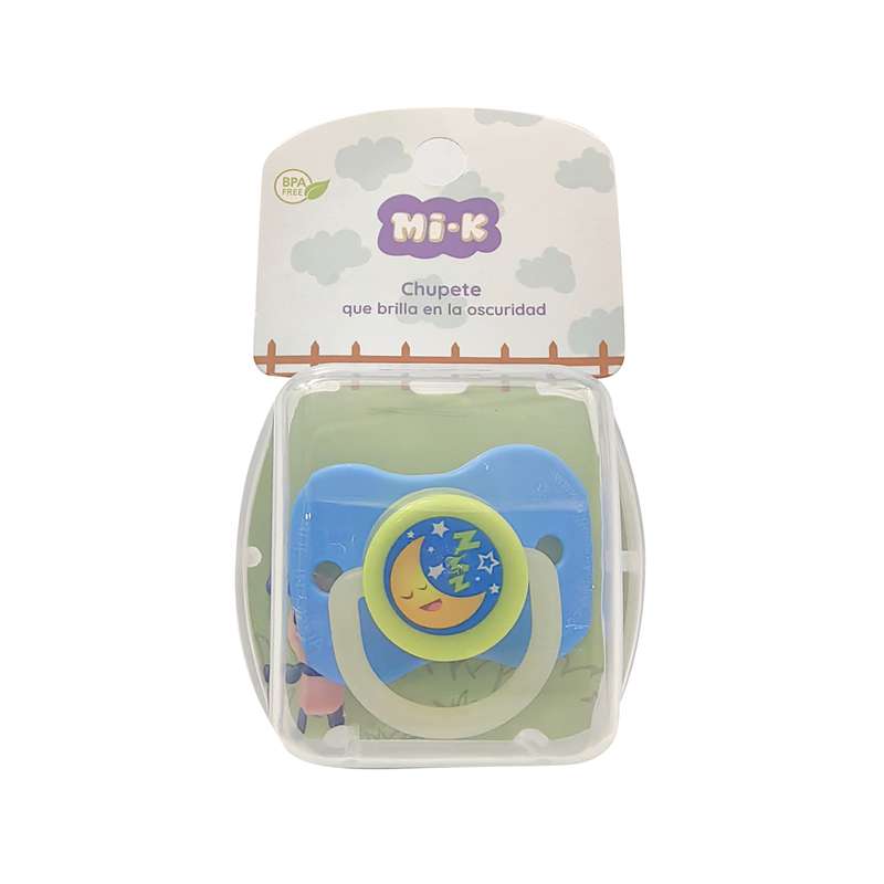 [HC1298] Chupete de silicona anatómico brilla en la oscuridad, en estuche esterilizador, en blister MI-K, 2 colores