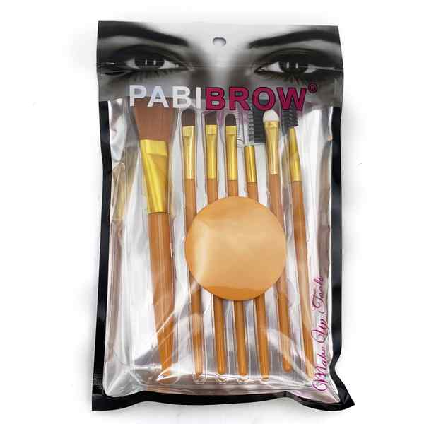 [HC1417] Pincel de maquillaje x8, con esponja, en bolsa varios colores