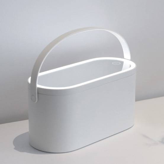 [HC1474] Organizador de cosméticos de plástico, espejo con luz, en caja