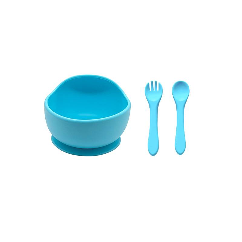 [HC1490] Plato bowl con ventosa y cubiertos de silicona, en bolsa varios colores