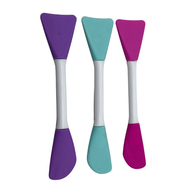 [HC1592] Espátula aplicador de cosméticos doble, de silicona, en bolsa varios colores