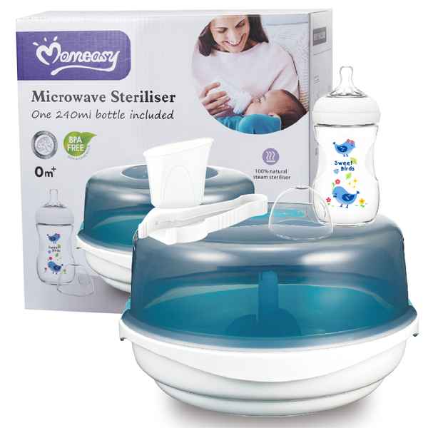 [HC1673] Esterilizador para 6 mamaderas para microondas (2´)con mamadera de 260ml, en caja MOMEASY