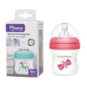 Mamadera de plástico 120ml tetina natural boca ancha, en caja, varios colores MOMEASY