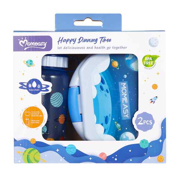 [HC1690] Vianda infantil de plástico con botella 330ml, 2 colores MOMEASY