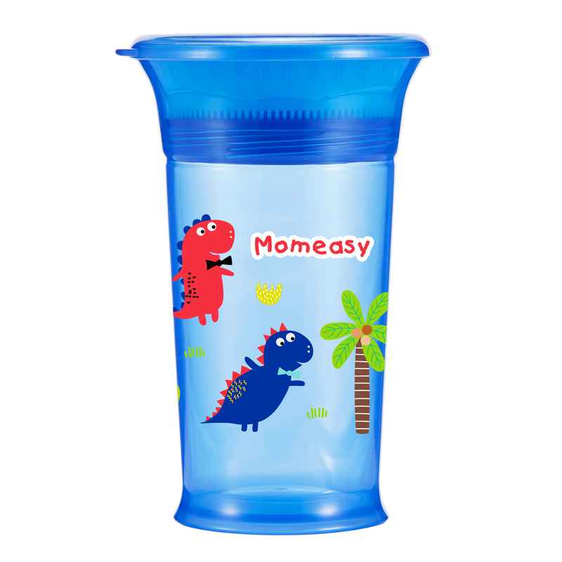 Vaso infantil 360º, 260ml, con tapa, antiderrame, en cartón, 2 colores MOMEASY