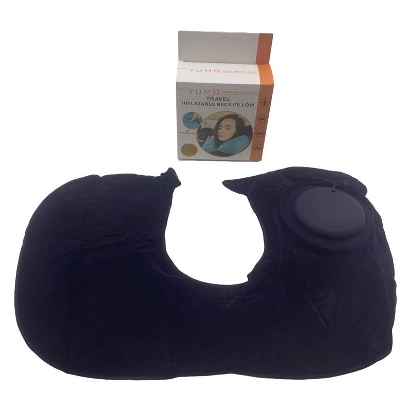 [HC1735] Almohada para viaje, inflable, con broche, en caja, varios colores