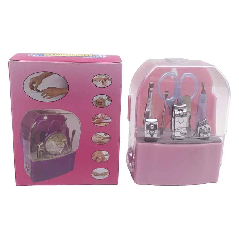 [HC1739] Set de manicuría, 8 piezas, en estuche de plástico, varios colores