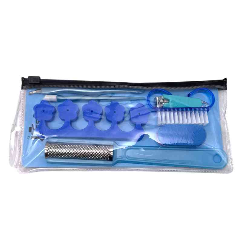 [HC1781] Set de pedicuría, 7 piezas, en estuche de PVC, varios colores