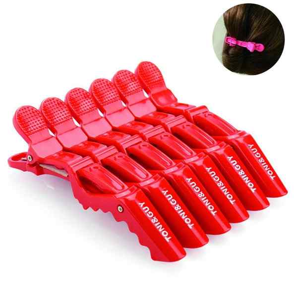 [HC1796] Pinza cocodrilo para corte de cabello x6, de plástico, en bolsa varios colores