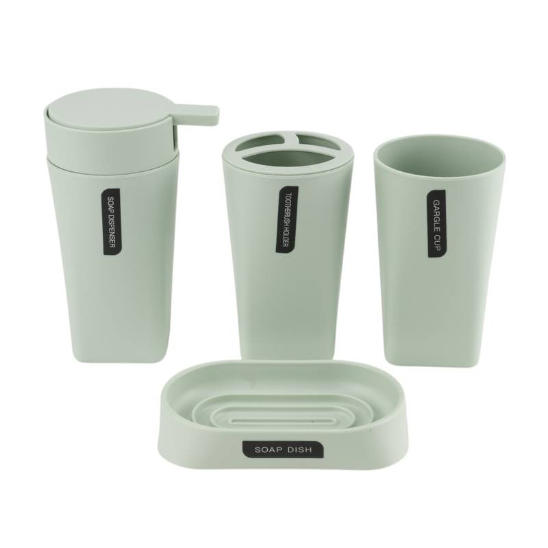 Dispensador de jabón de plástico, con accesorios, 4 piezas, VERDE CLARO, Berlina Home, en caja