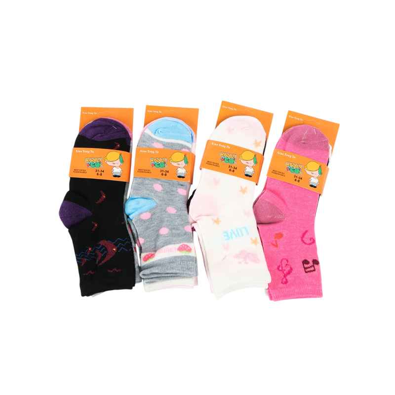 Medias infantiles media caña, varios diseños de nena, talle mediano, PACK x12