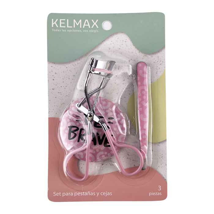 Rizador de pestañas, espejo y pinza, en blister, Kelmax