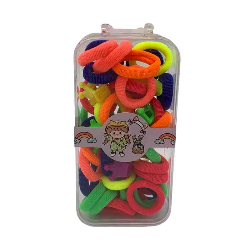 [HC1912] Gomitas para pelo, en caja de plástico, PACK x12, varios colores