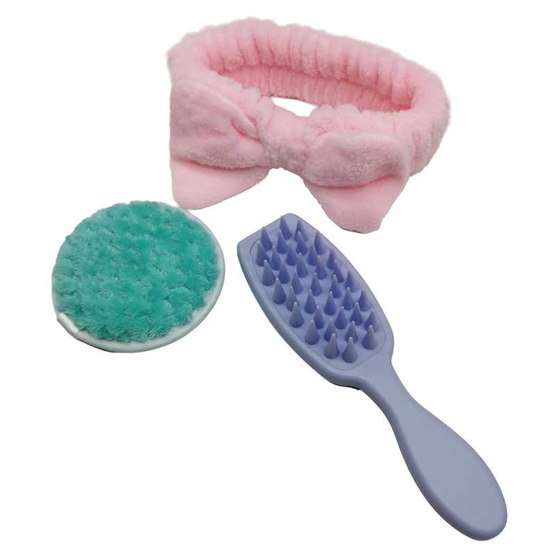 [HC1956] Vincha para maquillaje con cepillo de silicona y esponja suave, varios colores