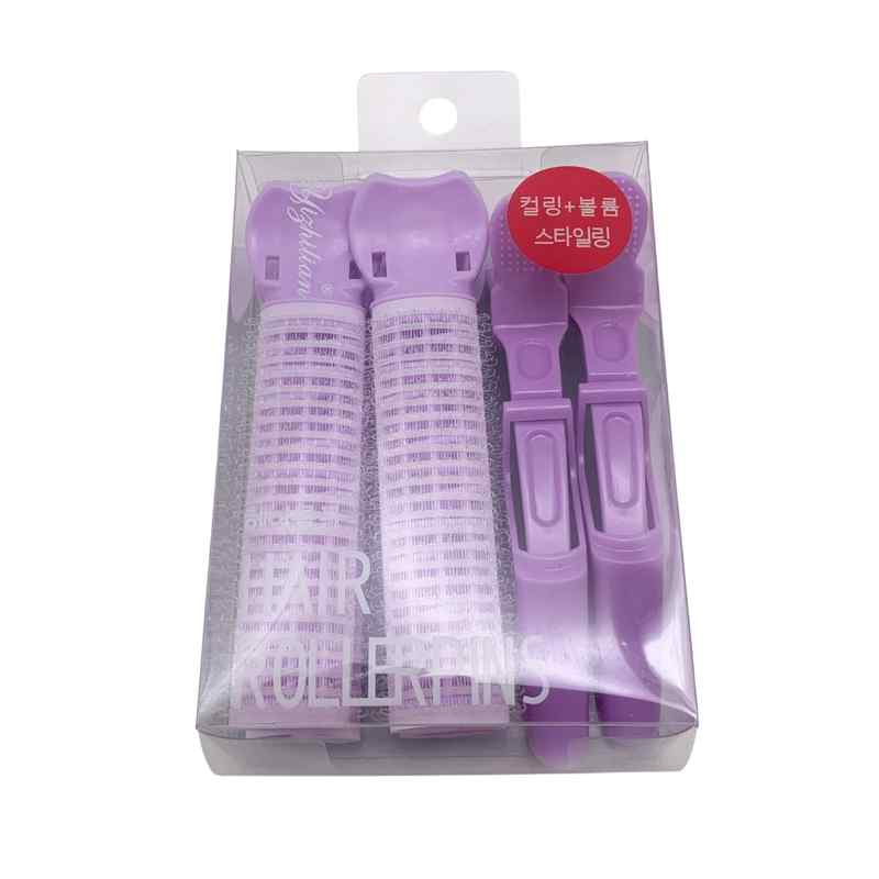 [HC1958] Pinza para cabello x2 con 4 ruleros dobles, en caja, varios colores