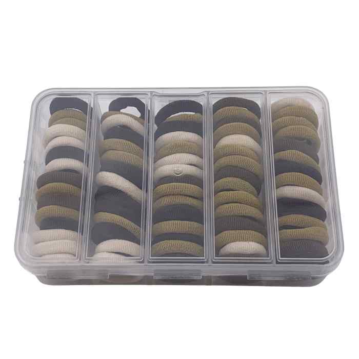 Gomitas para pelo, marrones, en estuche de plástico, PACK x12
