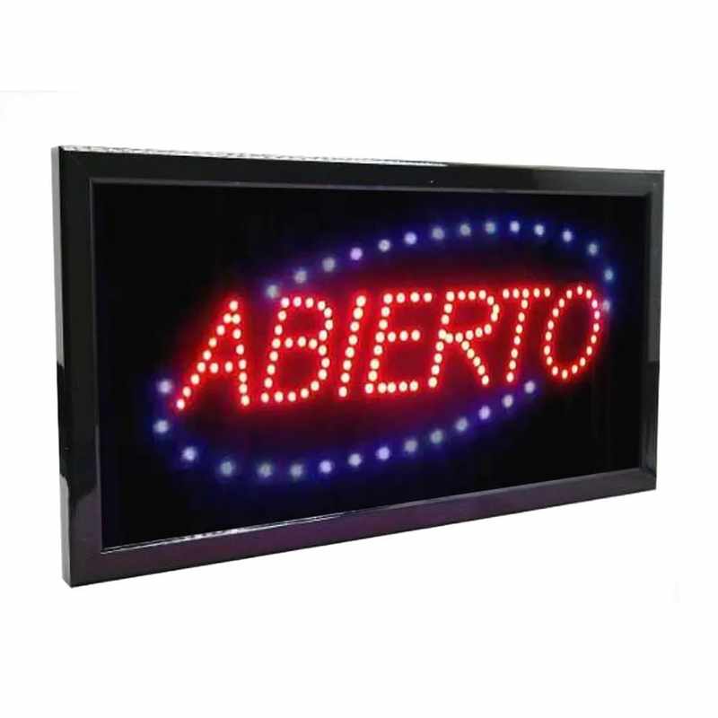Cartel LED luminoso, ABIERTO en caja