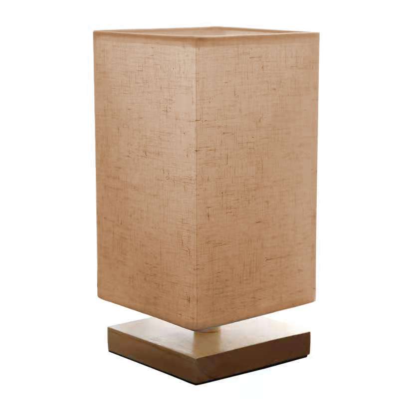 [HE1412BG] Portátil veladora BEIGE base de madera y lino, en caja