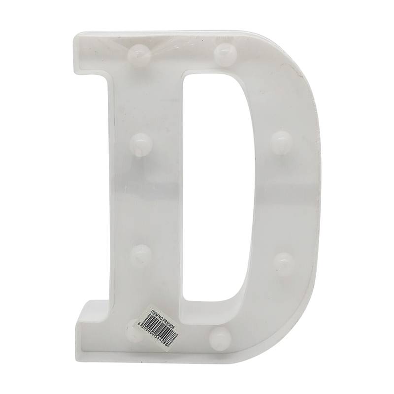 Lámpara led letra D 7 led, 2AA