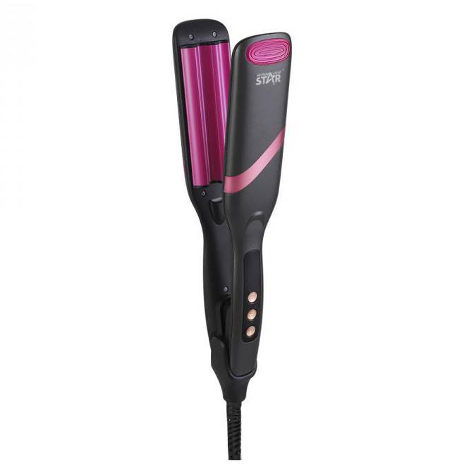[HE1671NG] Planchita onduladora de pelo, 2 barriles rizadores 5 niveles de temperatura en caja 75W, WINNING STAR varios colores