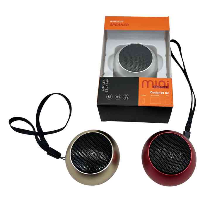 Parlante mini con correa, recarga USB mini, en caja