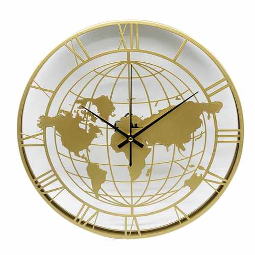 [HE1699] Reloj de pared 40cm de diámetro, mapamundi de metal calado, 2 colores