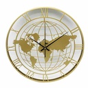 Reloj de pared 40cm de diámetro, mapamundi de metal calado, 2 colores