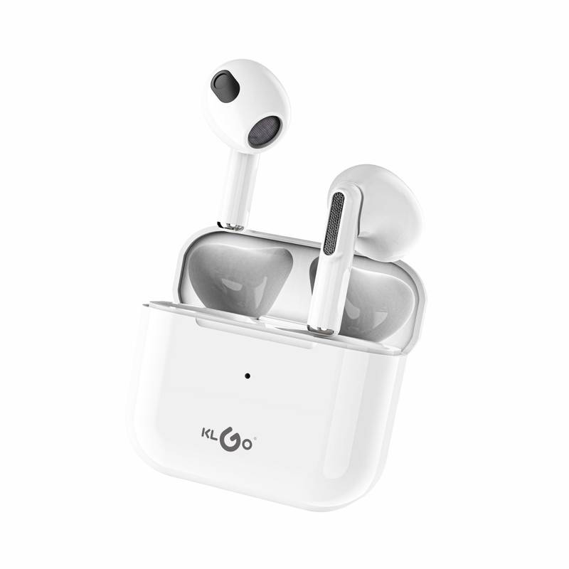 [HE1711] Auriculares inalámbricos Bluetooth V5.3 TRUE, con cargador, color blanco, KLGO en caja